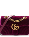 Velvet Matelasse Mini GG Marmont Shoulder Bag Fuchsia Violet Cyclamen