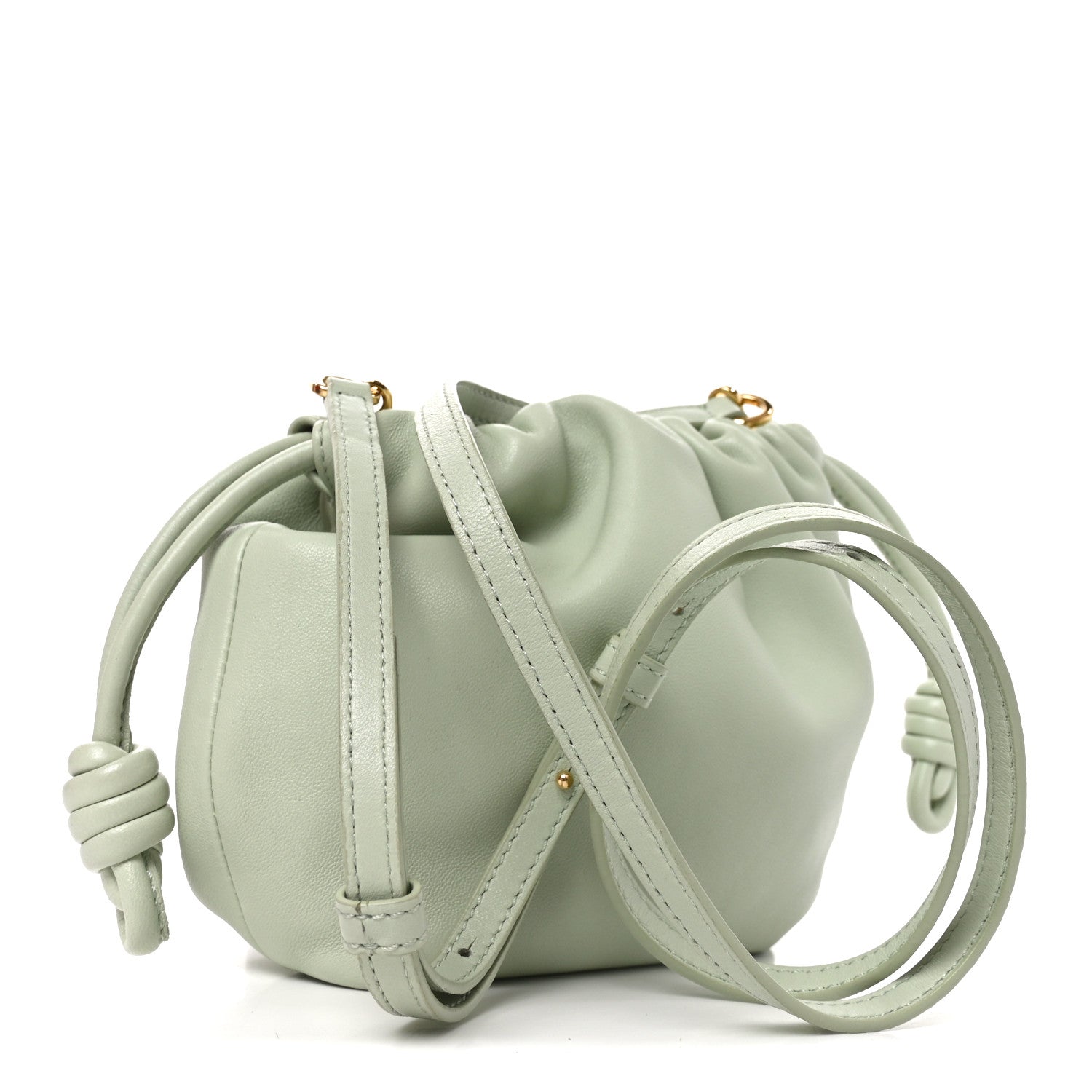 Mellow Nappa Donut Chain Mini Flamenco Knot Clutch Spring Jade