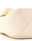 Shiny Lambskin Quilted Pearl Twist Mini Square Flap White
