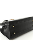Grainy Calfskin Large Virtus Top Handle Tote Black