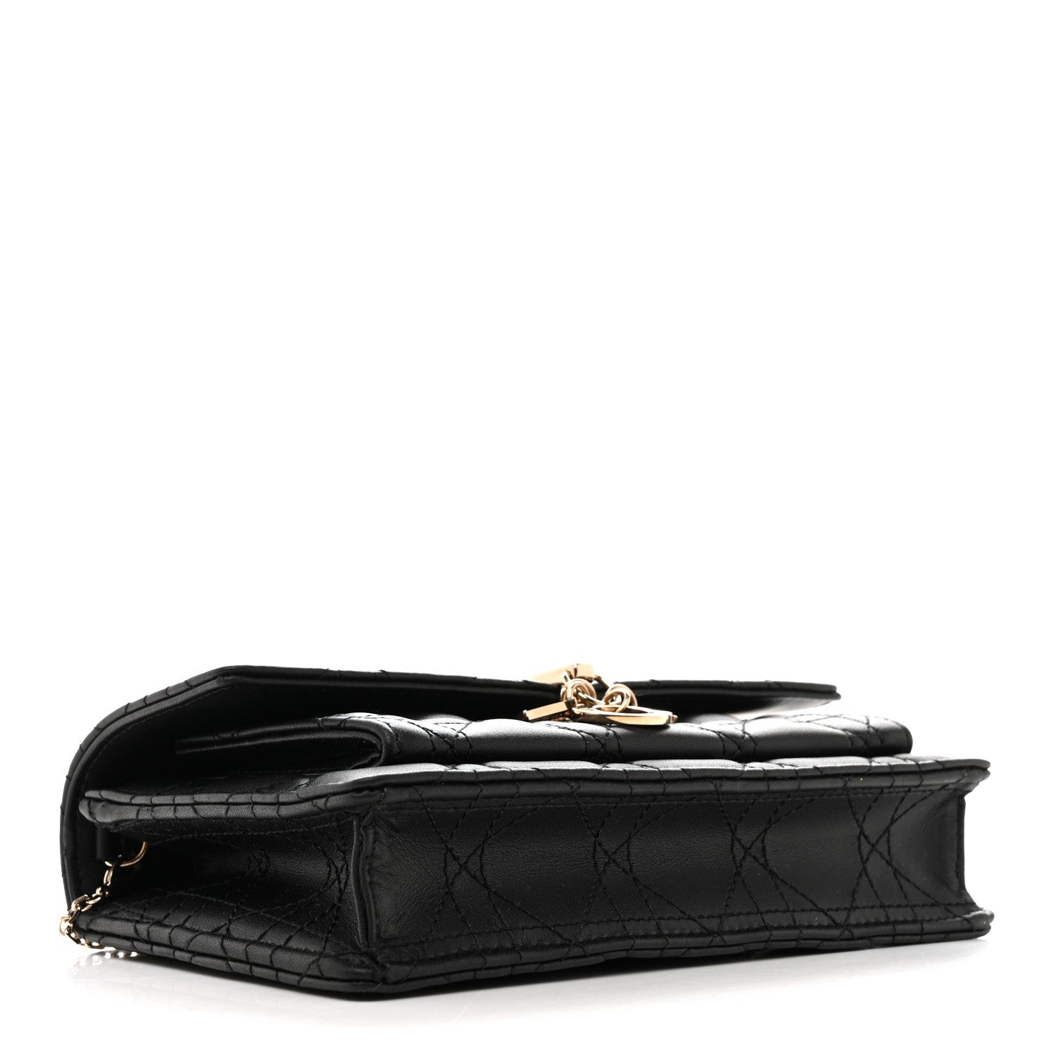Lambskin Cannage Chain My D1OR Daily Chain Pouch Black