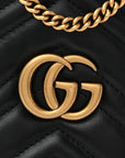 Calfskin Matelasse Mini GG Marmont 2.0 Bucket Bag Black