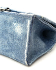 Nappa Denim Printed Small Hourglass Top Handle Bag Denim Blue