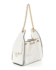 Braided Raffia Calfskin Quilted Small CHNL 25 Handbag White Black
