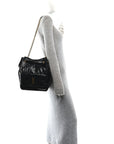 Crinkled Calfskin Matelasse Monogram Niki Multipocket Shopping Tote Black