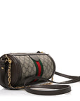 GG Supreme Monogram Textured Dollar Calfskin Web Small Ophidia Blondie Barrel shoulder Bag Beige New Acero