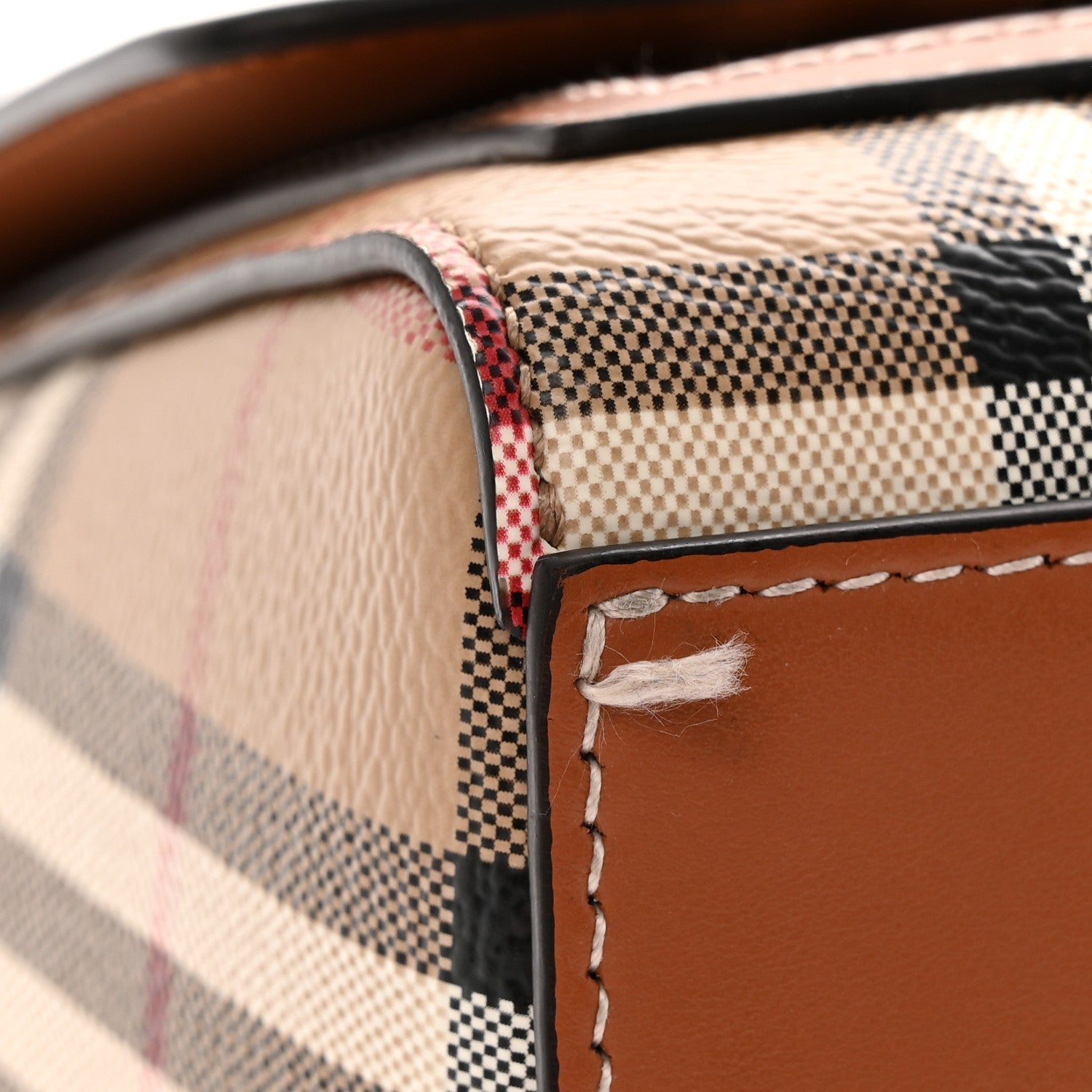 Coated Canvas Calfskin Vintage Check Medium Note Crossbody Bag Briar Brown