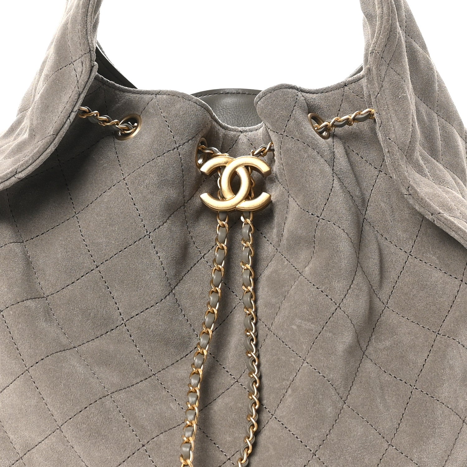 Suede Quilted Medium CHNL 25 Handbag Dark Grey