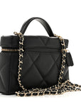Caviar Quilted Top Handle Slim Vanity With Chain Black