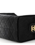 Washed Denim Quilted Mini CHNL 25 Handbag Black