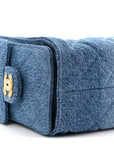 Washed Denim Quilted Mini CHNL 25 Handbag Blue