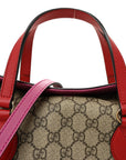 GG Supreme Monogram Linea A Foldover Tote Beige Hibiscus Red New Rosette