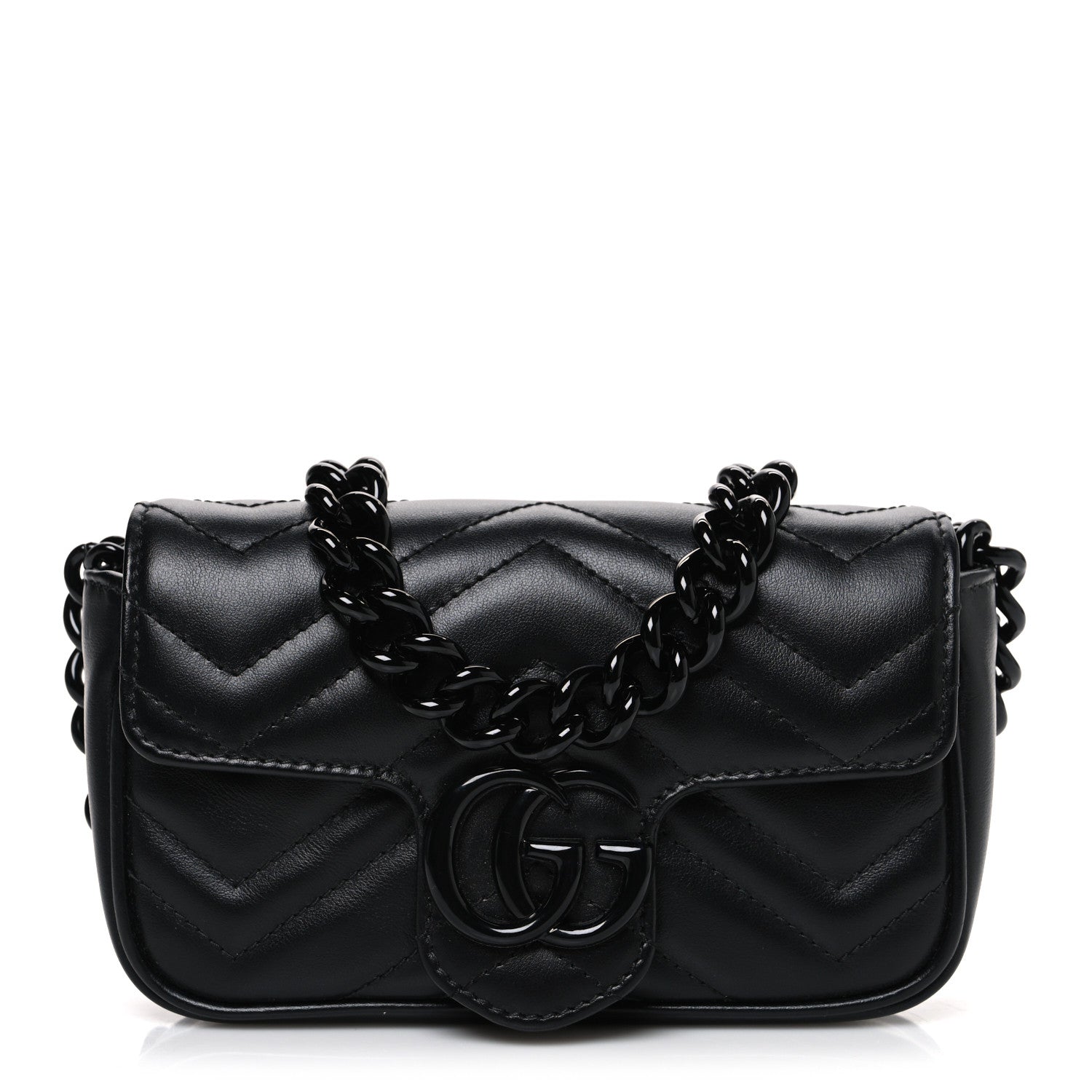 Calfskin Matelasse Monochrome GG Marmont Chain Belt Bag Black