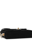 Velvet Quilted Crush On Chains Flap Bag Black