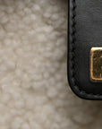 Crumpled Sheepskin Shearling Quilted Small CHNL 25 Handbag Black White
