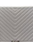 Caviar Chevron Quilted Boy Wallet On Chain WOC Grey