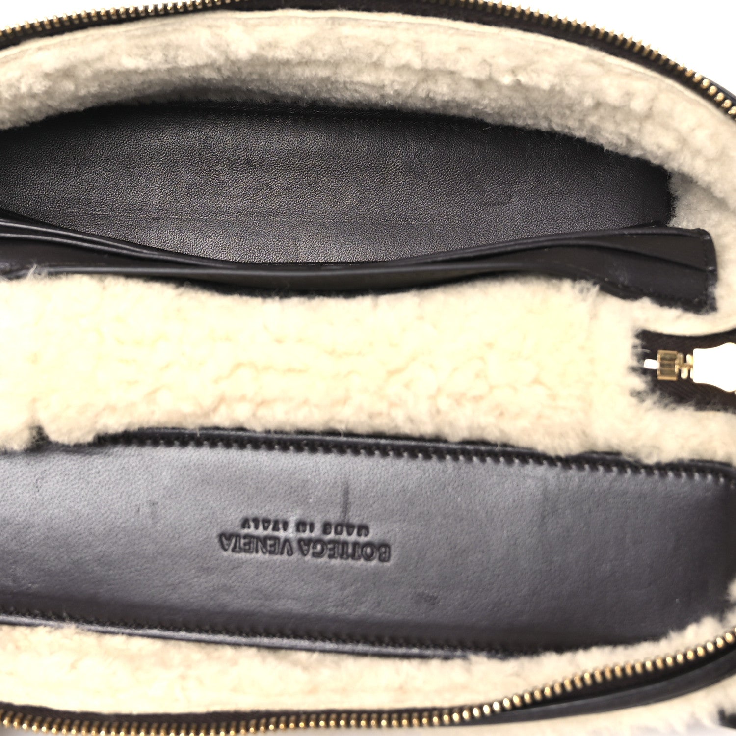 Calfskin Shearling Bang Bang Vanity Case Light Brown Teddy
