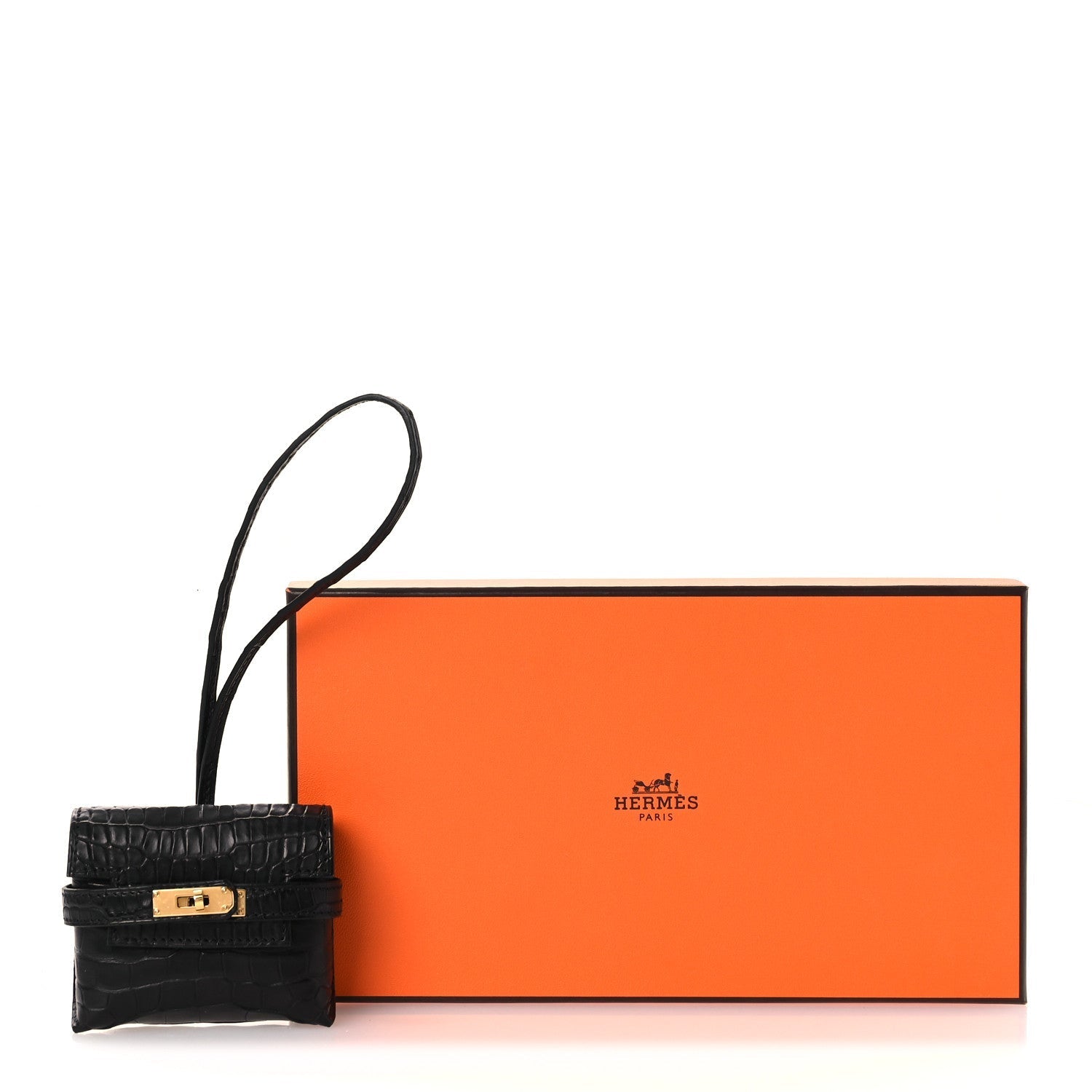 Matte Alligator Festival Kelly Bag Charm Black