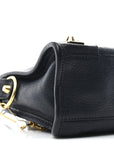 Chevre Gold Metallic Edge Hardware Mini City  Bleu Nuit Dark Sea