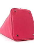 Taurillon Clemence Casaque Picotin Lock 22 MM Rose Extreme Rose Mexico Rouge De Coeur
