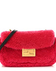 Shearling Nappa Mini Be Baguette Shoulder Bag Fuxia Black