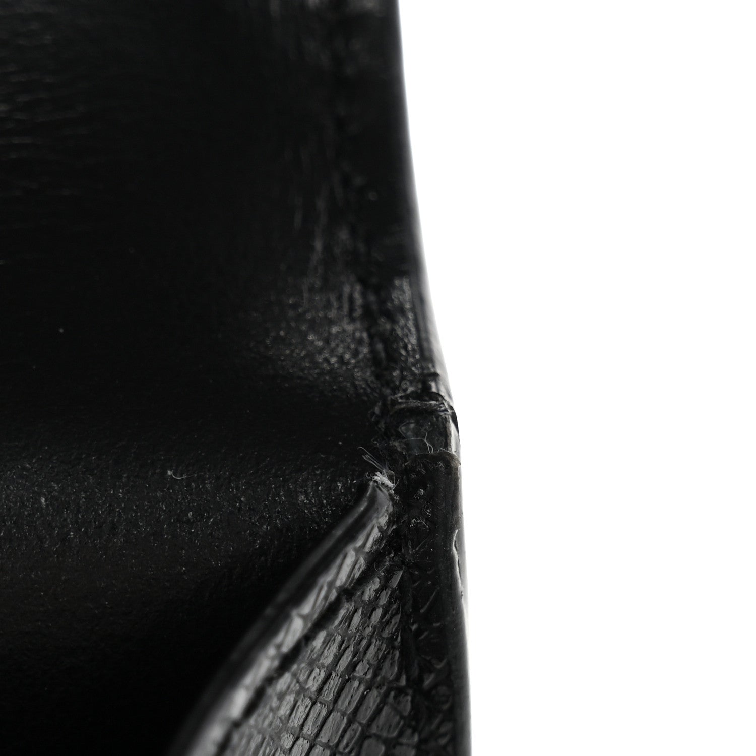 Coated Bark Calfskin Sunset Chain Wallet Black