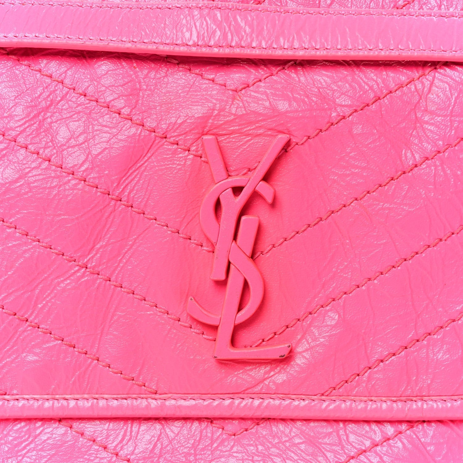 Crinkled Calfskin Matelasse Monogram Medium Niki Chain Satchel Rose Glow