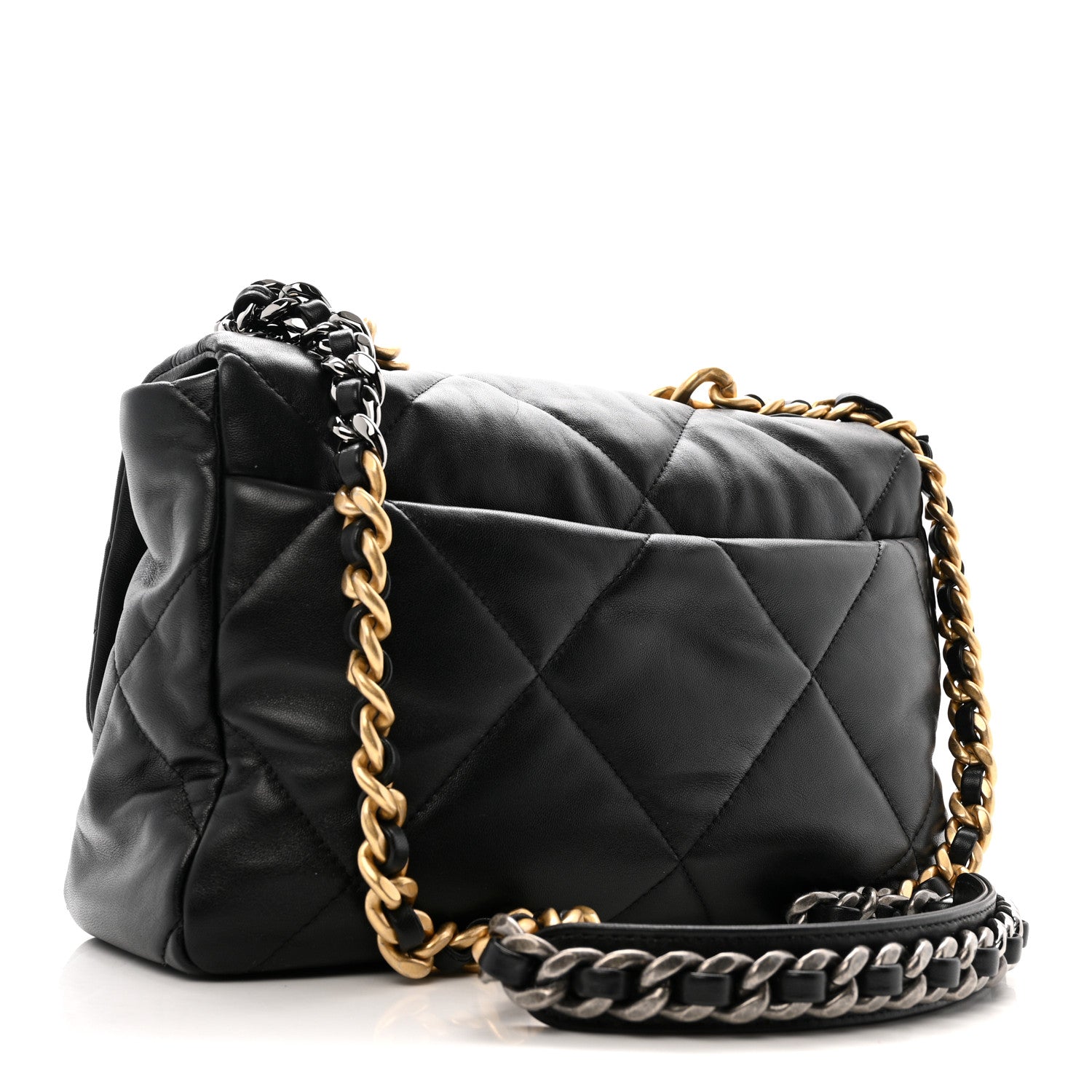 Lambskin Quilted Large CHNL 19 Flap Black