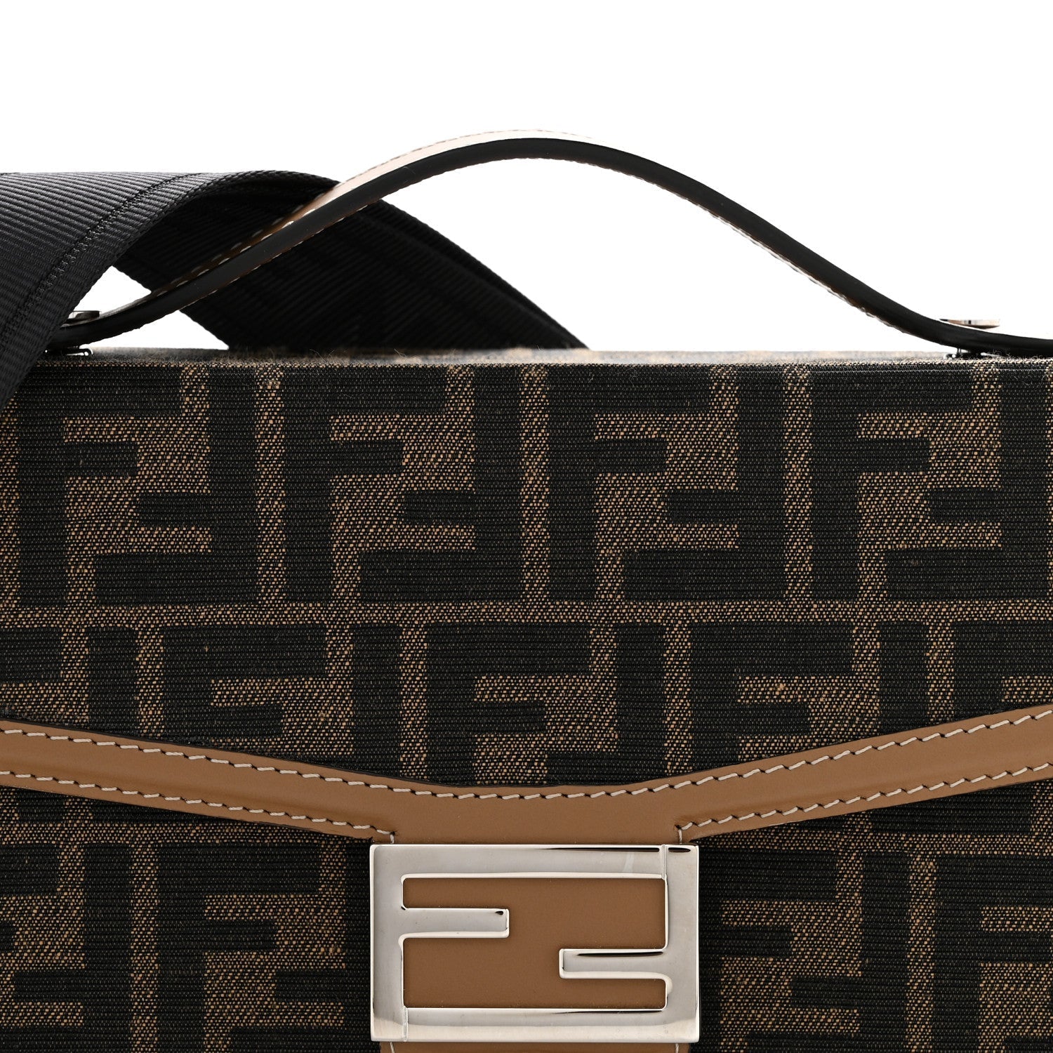 Recycled Fabric Jacquard Vitello King FF 1974 Baguette Soft Trunk Tobacco Moro Sand