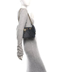 Washed Denim Quilted Mini CHNL 25 Handbag Black
