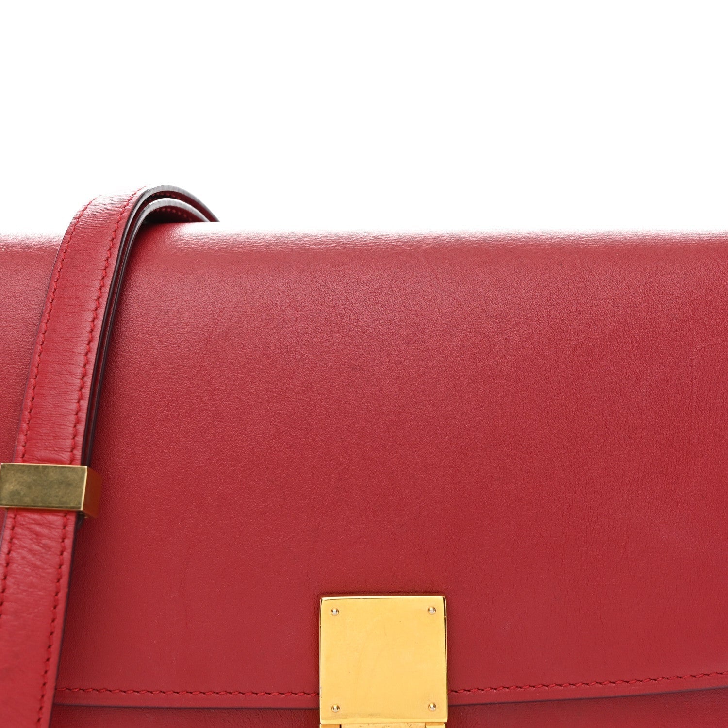 Box Calfskin Medium Classic Box Flap Bag Red