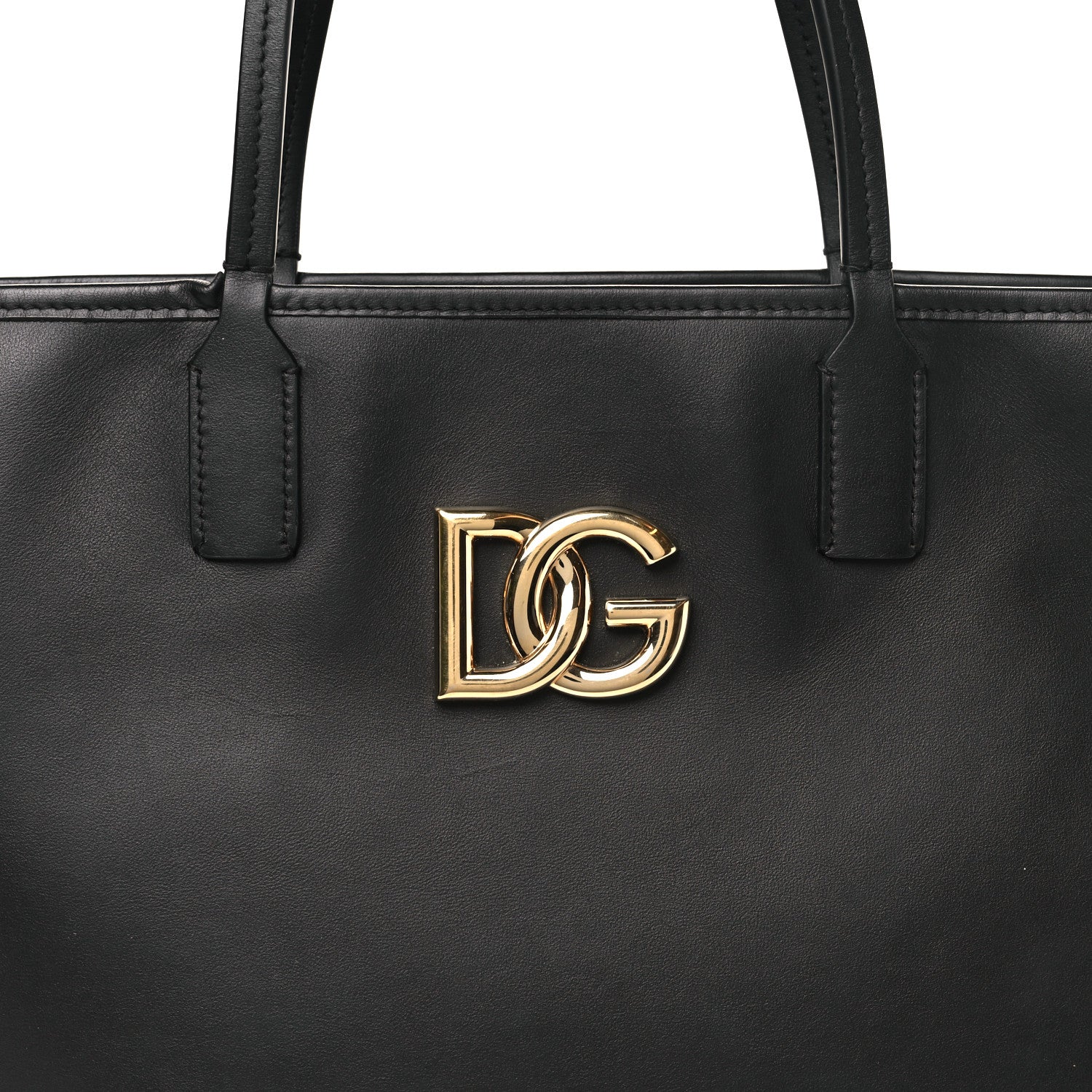 DOLCE GABBANA Calfskin Medium Fefe Tote Black