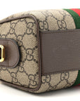 GG Supreme Monogram Textured Dollar Calfskin Web Super Mini Ophidia Top Handle Bowler Bag Beige Ebony New Acero