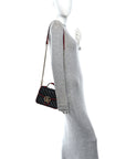 Vintage Effect Calfskin Matelasse Diagonal Mini Torchon GG Marmont Top Handle Shoulder Bag Black Romantic Cherry