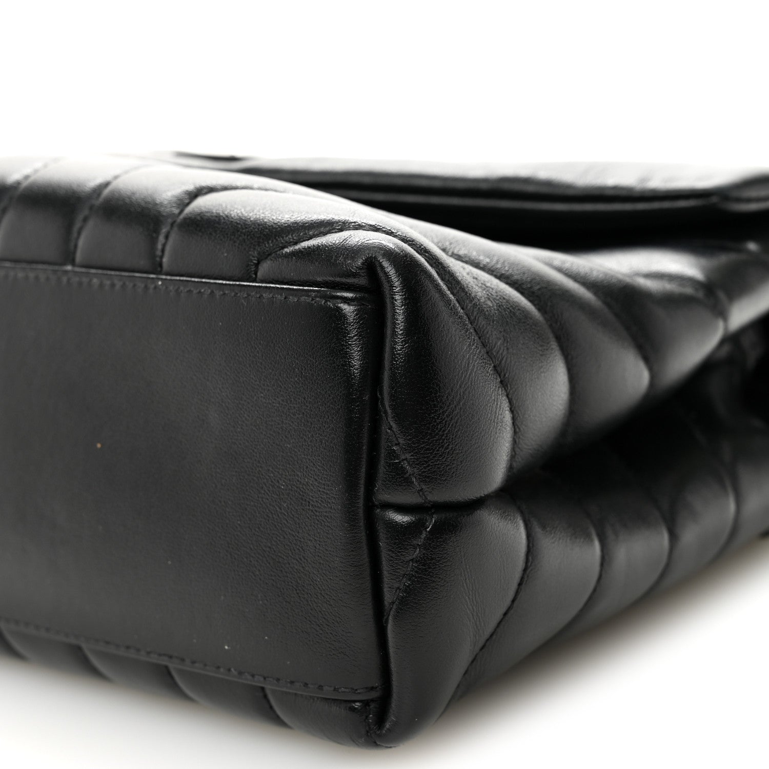 Calfskin Y Quilted Monogram Monochrome Small Loulou Chain Satchel Black