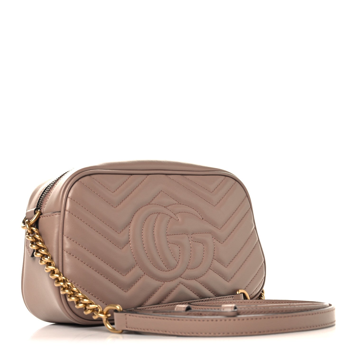 Calfskin Matelasse Small GG Marmont Chain Shoulder Bag Porcelain Rose