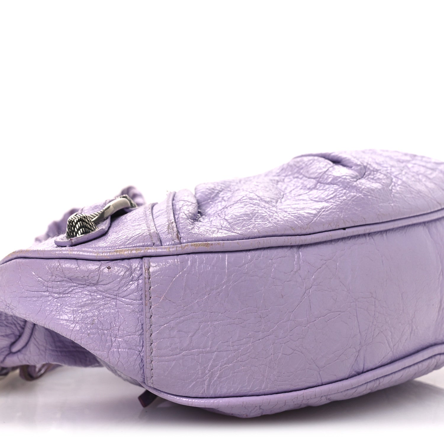Extra Supple Calfskin Crocodile Embossed Le Cagole Shoulder Bag XS Lilac