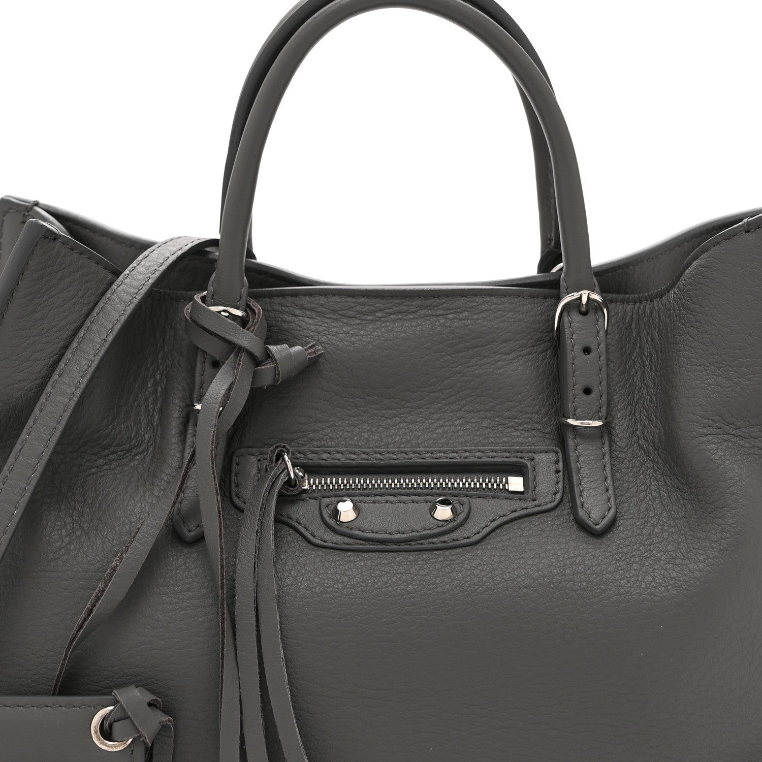 Veau Papier A6 Zip Around Tote Gris Fossile