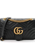 Calfskin Matelasse Small GG Marmont Shoulder Bag Black