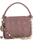 Lambskin Cannage Milly Mini Drawstring Bag Pink Peony
