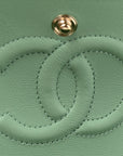 Caviar Quilted Small Double Flap Light Green