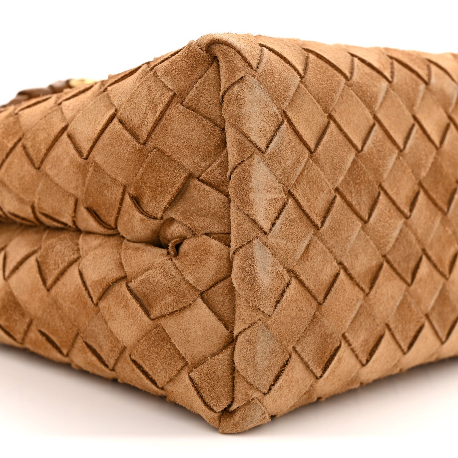 Suede Intrecciato Small Andiamo Shoulder Bag Amber