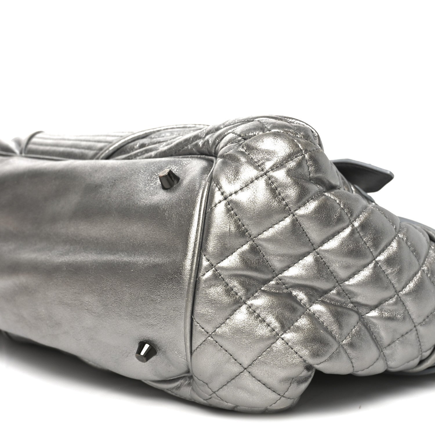 Metallic Calfskin Winnieford Satchel Silver