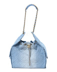 Washed Denim Quilted Medium CHNL 25 Handbag Blue