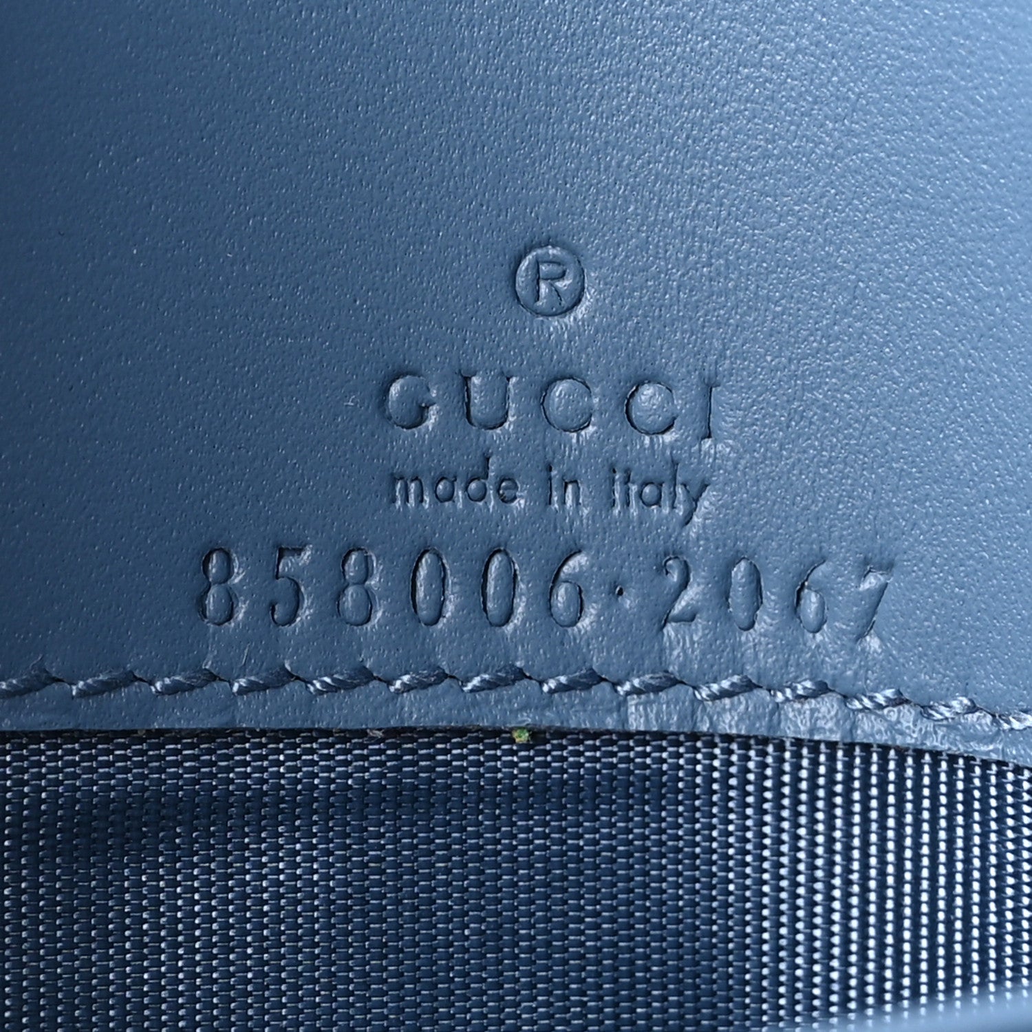 Textured Patent Bi-color GG Marmont Wallet on Chain  Silver Blue
