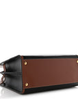 Calfskin Vintage Check Medium Two Handle Title Bag Black