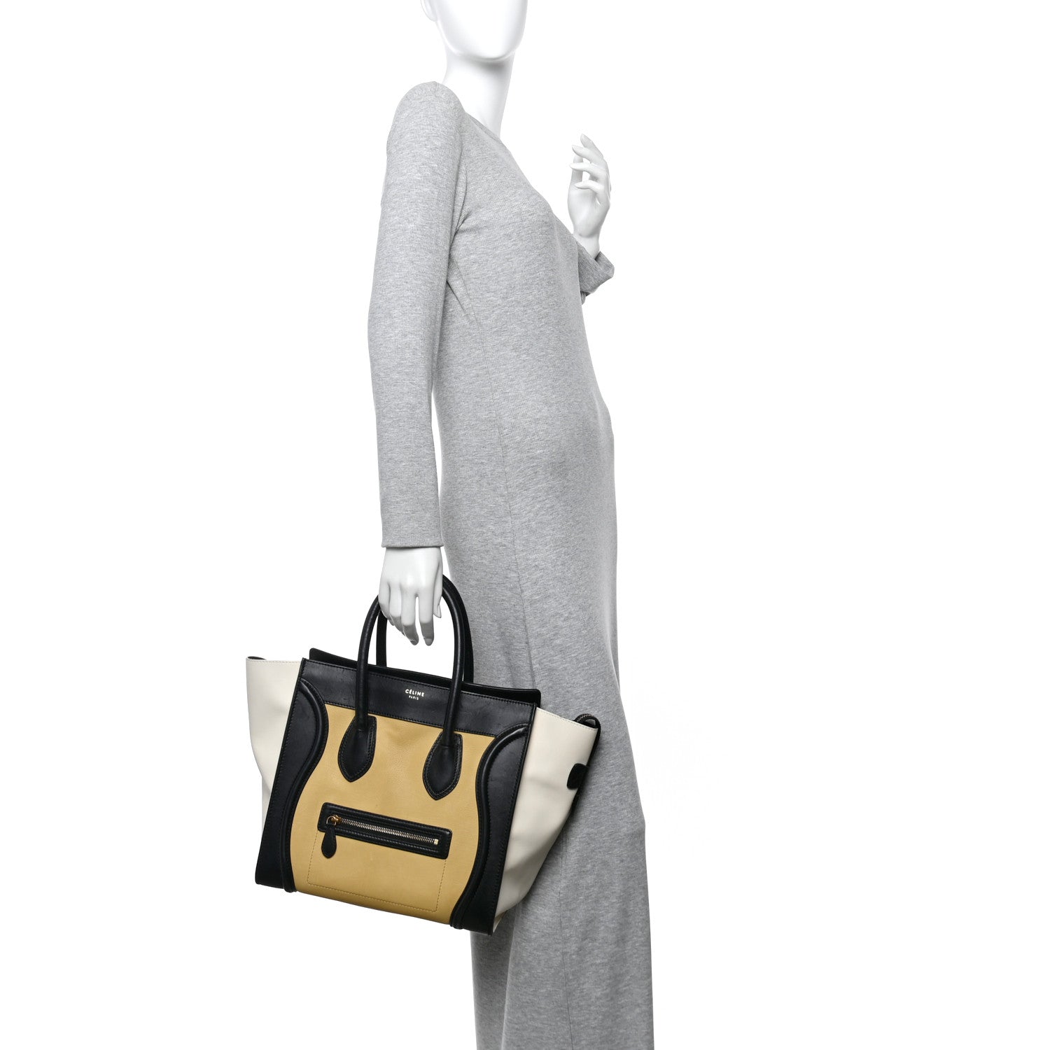 Velluto Calfskin Mini Tri-Color Luggage Vanilla