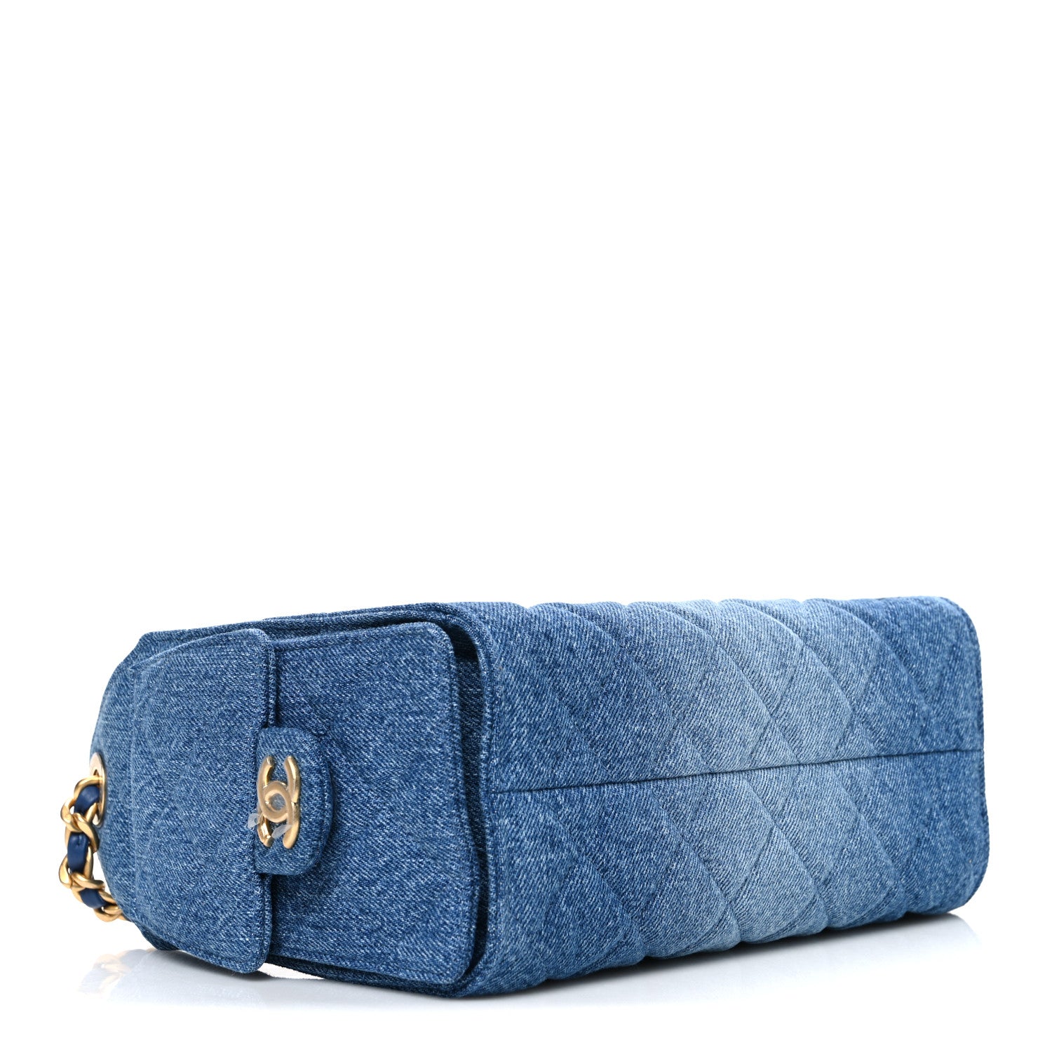 Washed Denim Quilted Mini CHNL 25 Handbag Blue