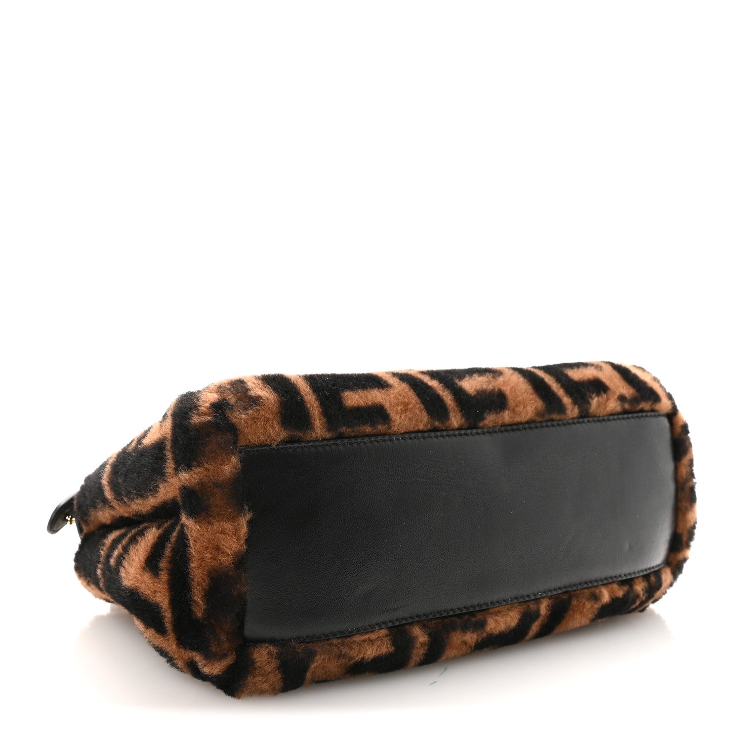 Shearling Nappa Macro FF 1974 Mini Peekaboo Iconic Satchel Tobacco Black