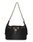 Washed Denim Quilted Mini CHNL 25 Handbag Black